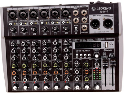 KH 8 Channel Professional Mixer Console 6 XLR + 2 Mono,2 XLR Output,2 Aux Input Powered Sound Mixer