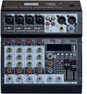 Adiohub Audio Mixer 6 Channel for Stage Live Studio Stereo Recording DJ Stage Powered Sound Mixer
