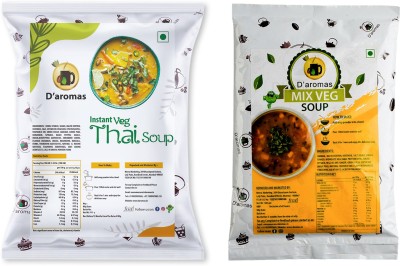 D'aromas Instant Thai Veg & Mix Veg Soup 500gx2, Instant Premix Powder|Healthy Soup(Pack of 2, 500 g)