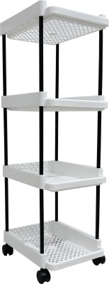 POWEREST 4-Tier Plastic Rolling Kitchen trolley Plastic Kitchen Trolley(DIY(Do-It-Yourself))