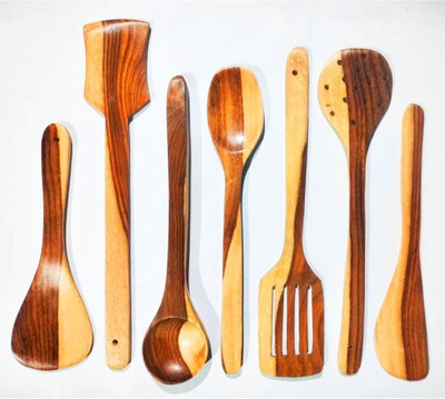 S R Traders MANGO WOOD PREMIUM QUALITY Non-Stick Spatula(Pack of 7)