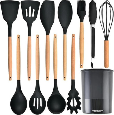 Sahaj Enterprise Silicone Cooking Utensil Set Wooden Spatula(Pack of 1)