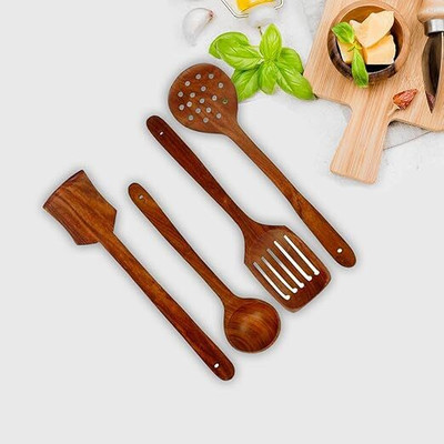 RJ kitchenware Store Pure Sheesham Wood Spoons and Spatula Wooden Spatula(Pack of 4)