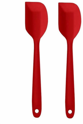 Baskety Silicone Non-Stick Heat Resistant Kitchen Utensil| Spatula Big 27cm | RED Set of 2 Non-Stick Spatula(Pack of 2)