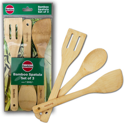 Hawkins Bamboo Spatula Set (BSPTL3) Wooden Spatula(Pack of 3)