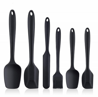 PBKN Non-Stick Safe Palta Spatula Spoon Chamach Jar Spatula Martbaan 6 Pc Kitchen Tool Set(Black, Spatula, Brush, Baking Tools)