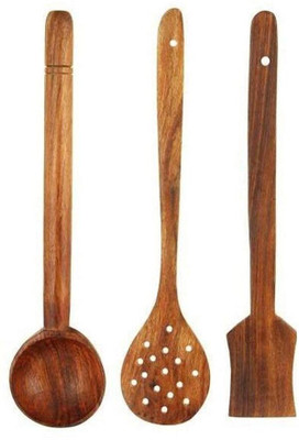 CRAFTY COTTAGE Handmade Non-Stick Serving and Cooking Wooden Spatula(Pack of 3)