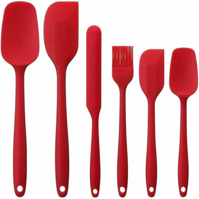 PBKN Food Grade Spoon Spatula Jar Spatula Oil Brush for Fast Food Counter Use Kitchen Tool Set(Red, Spatula, Brush, Baking Tools)