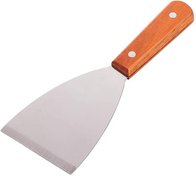 openZest Metal Griddle Wide Flat Turner with Wooden Handle for Home Kitchen BBQ Grill Lifting Spatula(Pack of 1)