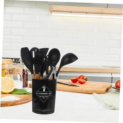 ESLORA Green Wooden Handle Silicon Spatula For Cooking Mixing Frying Easy Maintenance Non-Stick Spatula(Pack of 1)