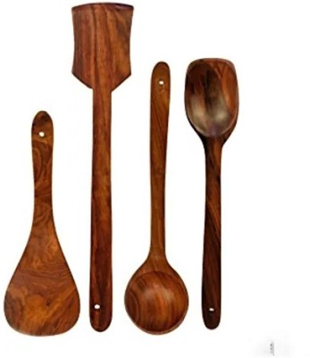 AAANS HANDICRAFTS Wooden Spatula, Ladle and Spoon for Cooking non stick Wooden Wooden Spatula(Pack of 4)