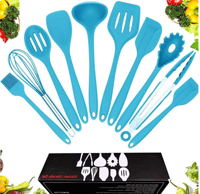 DOCOSS Pack of 10 Silicone Spatula Set, Non Stick Silicon Spatula Brush ladle whisk and Spoon Set for Baking,Cake & Mixing Home Kitchen Tools Non-Stick Spatula(Pack of 10)