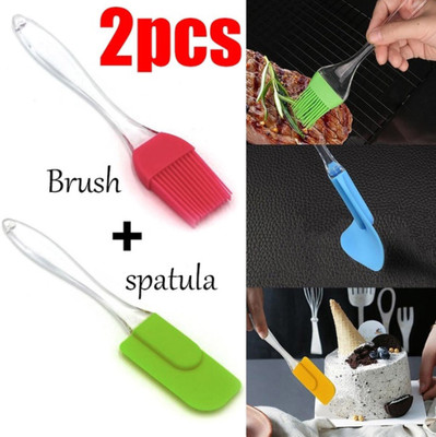 mirabutik High quality Silicon brush and spatula set Mixing Spatula(Pack of 2)