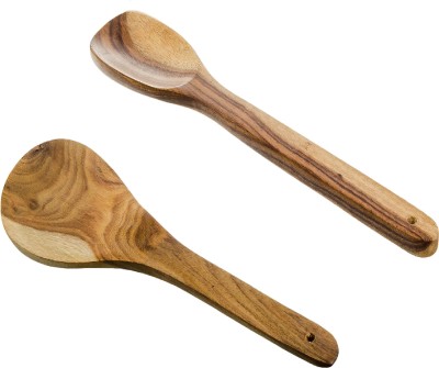 NAU NIDH ENTERPRISES Handcrafted Wooden Non Stick Cooking & Serving Spoon/ Serving Spoon/ Serving Spoon & Spatula pack of 2 Non-Stick Spatula(Pack of 2)