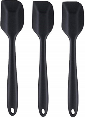 Baskety Silicone Heat-Resistant Spatulas, set of 3 Black Mixing Spatula(Pack of 3)