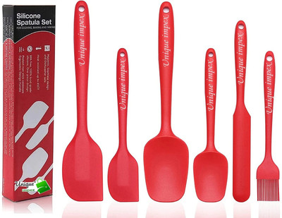 Unique Impex Non Stick Silicone Spatula, 5 Piece Rubber-Silicone Spatula/Spoons/Brush Set 450ºF Heat Resistant for Nonstick Cookware Baking Cooking Mixing, Healthy & Non Toxic, Seamless One Piece & Non Stick - Easy to Clean & Dishwasher Safe Non-Stick Spatula(Pack of 1)