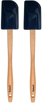 Nimbose Silicon Cooking Spatula With Wooden Handle, Non-Stick Spatula Mixing Spatula(Pack of 2)