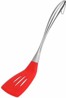 Baskety Steel Silicone Spatula Slotted red Non-Stick Spatula(Pack of 1)