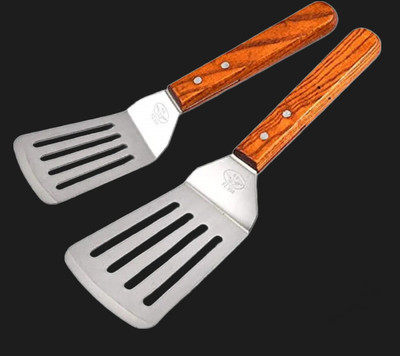 openZest Stainless Steel Slotted Spatula Flipper with Wooden Handle – Large & Small Lifting Spatula(Pack of 2)