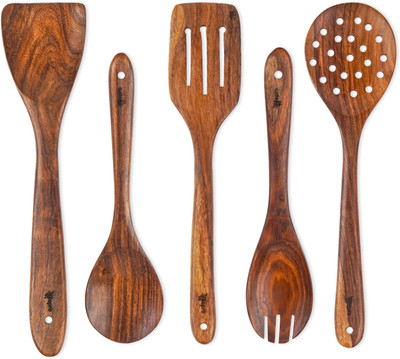 zepro Pure Sheesham Wooden Spatual Set Of 5 Wooden Spatula(Pack of 5)