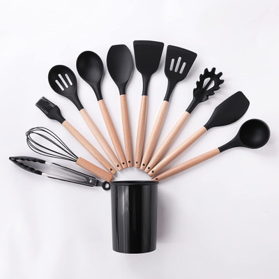 KPTON Silicon Spatula for Kitchen | Non-Stick | Cooking Spatulas with Wooden Handle Non-Stick Spatula(Pack of 12)