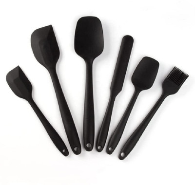PREPSTO Silicone Black Spatula set of 6 baking, cooking, mixing Non-Stick Spatula(Pack of 6)