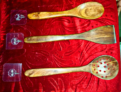 S R Traders TEAK WOOD SPATULA Non-Stick Spatula(Pack of 3)