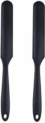 Baskety Silicone Non-Stick Heat Resistant Kitchen Utensil| Spatula Spreader/Butter knife 24cm ,Set of 2 BLACK Non-Stick Spatula(Pack of 2)