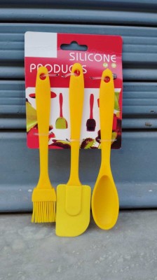 GABA yellow Spatula set (brush,spatula,spoon) for Cooking Mixing & Baking Cake Icing Mixing Spatula(Pack of 3)