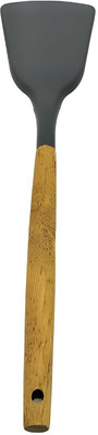 Lemon Tree Non-Stick Silicone Turner Spatula with Wooden Handle Cooking Spoon (Dark Grey) Non-Stick Spatula(Pack of 1)