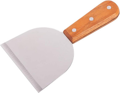 We3 Wood Handle Slant Edge Grill Scraper Dough Cutter for Pancake Pizza Steak Lifting Spatula(Pack of 1)