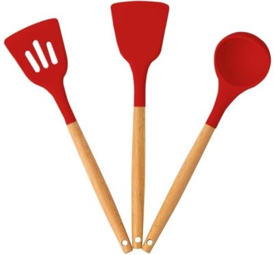 HONEY MAGIC 3PCS SPATULA SET RED Wooden Spatula(Pack of 3)