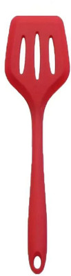 Sugalsu Slotted Silicone Spatula Turner Heat Resistant Non-Stick Dishwasher Safe (Red) Mixing Spatula(Pack of 1)