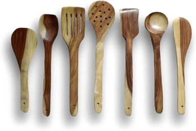 Taargo crafts TA-97-07090 Wooden Serving Spoon, Table Spoon Set(Pack of 7)