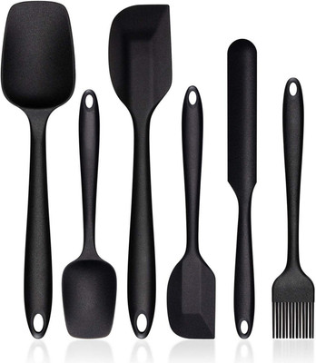 NARV Heat Resistant Food Grade Silicone 6 Pcs Spatula Set Seamless for Cake Pastry Non-Stick Spatula(Pack of 6)