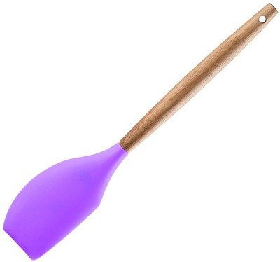 mapperz Silicone Spatula With Wooden Handle Heat Resistant Cooking Utensils Turner Mixing Spatula(Pack of 1)