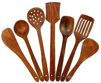 S.K furniture Rose Wood Spatula 2 Frying, 1 Serving, 1 Spatula, 1 Chapati Spoon, Multipurpose Wooden Spatula(Pack of 7)