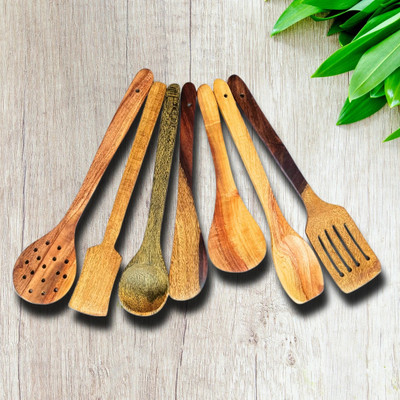Click Nest CN-SPN7P-01 Wooden Spatula(Pack of 7)