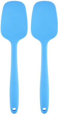Baskety Silicone Mixing Spoon Cooking Utensil for Mixing & Serving, Blue set of 2 Mixing Spatula(Pack of 2)