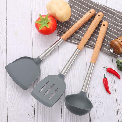 GVJ TRADERS Silicone Spatula for Kitchen | Non-Stick | Cooking Spatulas with Wooden Handle Non-Stick Spatula(Pack of 1)