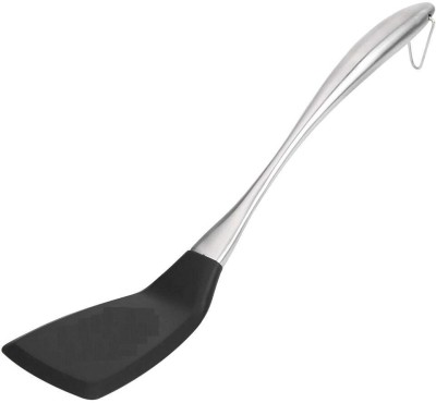 Ramkuwar STEEL PLAIN SLOTTED BLACK Non-Stick Spatula(Pack of 1)