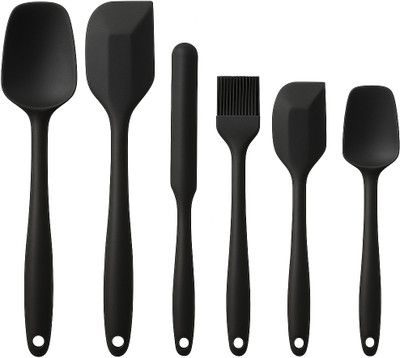 K Buyz 6 Pcs BLACK Silicone Spatula Set – Heat Resistant Non-Stick Cooking Utensils Mixing Spatula(Pack of 6)