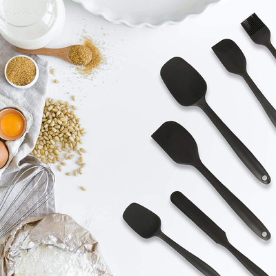 ZingZest Food Grade Silicone Jar Spatula Martbaan Palta for Halwa Kadhai Cooking Kitchen Tool Set(Black, Spatula, Brush, Baking Tools)