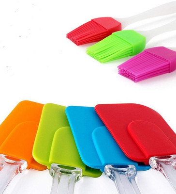 Luthra Creations Silicon Spatula Set Large (Pack of 2) Non Stick Spatula with Brush for Kitchen Non-Stick Spatula(Pack of 2)