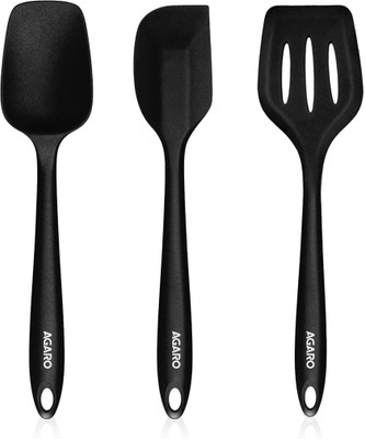 AGARO Deluxe Silicone Spatula Set of 3 Kitchen Tool Set(Black, Spatula)