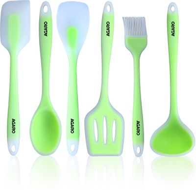 AGARO Deluxe Silicone Spatula Set of 6 Kitchen Tool Set(Green, Spatula)