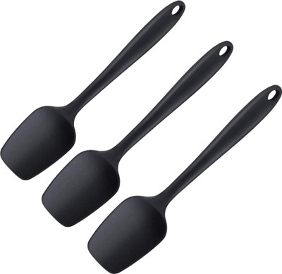 Baskety Basics Silicone Mixing Spoon, Set of 3 Black Mixing Spatula(Pack of 3)