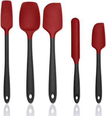 TRIFECTA Silicon Spatulas Set of 5 (Red) Cooking and Baking Kitchen Utensils Non-Stick Spatula(Pack of 5)