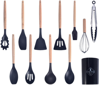 ESLORA Spatula for Kitchen | Non-Stick | Cooking Spatulas with Wooden Handle Non-Stick Non-Stick Spatula(Pack of 12)