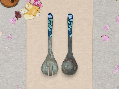 LOKLORE Vanaja Wooden Salad Server Wooden Spatula(Pack of 2)